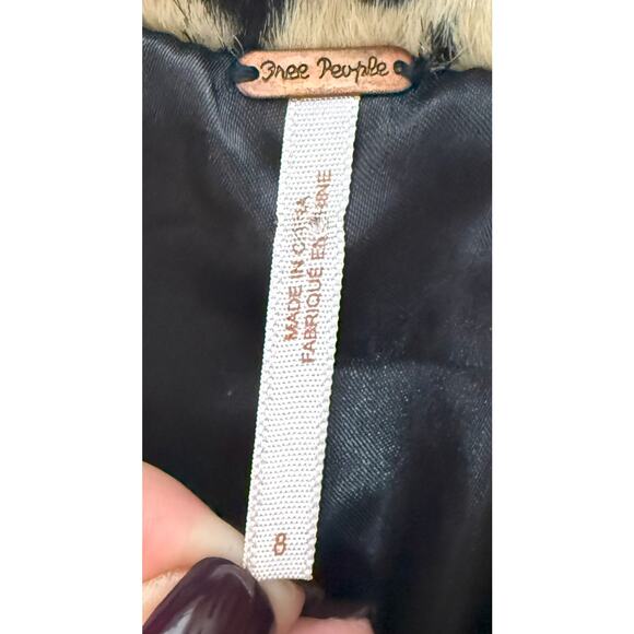 Free People Women's Double Breasted Leopard Print Faux Fur Swing Coat VGUC 8 - Picture 8 of 12